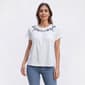Petite Architect(R) Short Sleeve Floral Embroidery Yoke Blouse - image 1