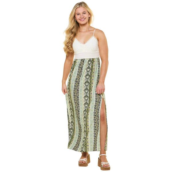 Juniors Derek Heart Lace Bust Jacquard Brush Maxi Dress - image 