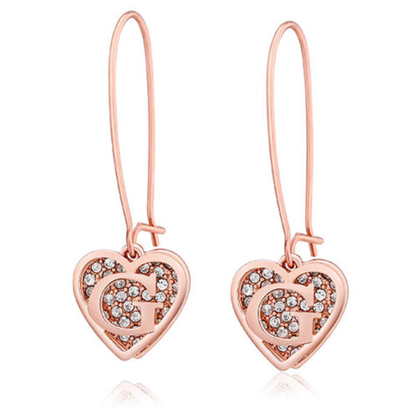 Guess Rose Gold-Tone Shephard's Hook G Logo Heart Earrings - image 
