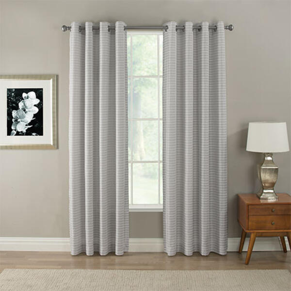 Serene Striped Sheer Grommet Curtain Panel - image 