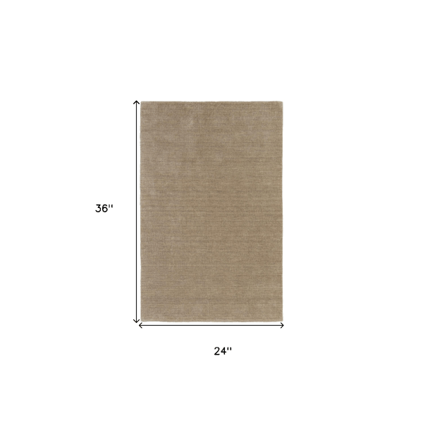 HomeRoots Tan Wool Hand Woven Accent Rug