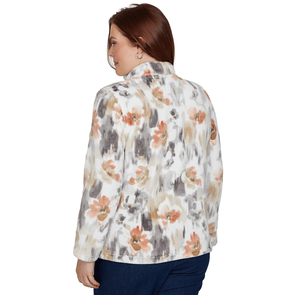 Womens Alfred Dunner Classics Watercolor Floral Zip Front Jacket