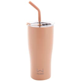 Stainless Steel Double Wall 30oz. Tumbler w/ Straw - Caramel