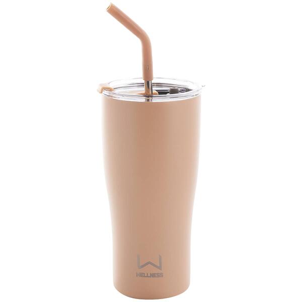 Stainless Steel Double Wall 30oz. Tumbler w/ Straw - Caramel - image 