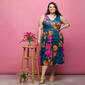 Plus Size 24/7 Comfort Apparel Blue Floral Pleated Pocket Dress - image 5