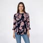 Petite Cocomo 3/4 Sleeve Floral 1/2 Henley Blouse - image 1