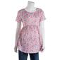 Womens Due Time Short Sleeve Floral Criss Cross BabyDoll Tee - image 1