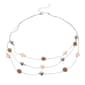 Ashley Cooper(tm) Silver Pink Beaded 3 Row Layered Necklace - image 1