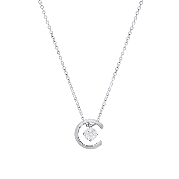 Saffron Sterling Silver Moon/Star-Inspired Moissanite Necklace - image 