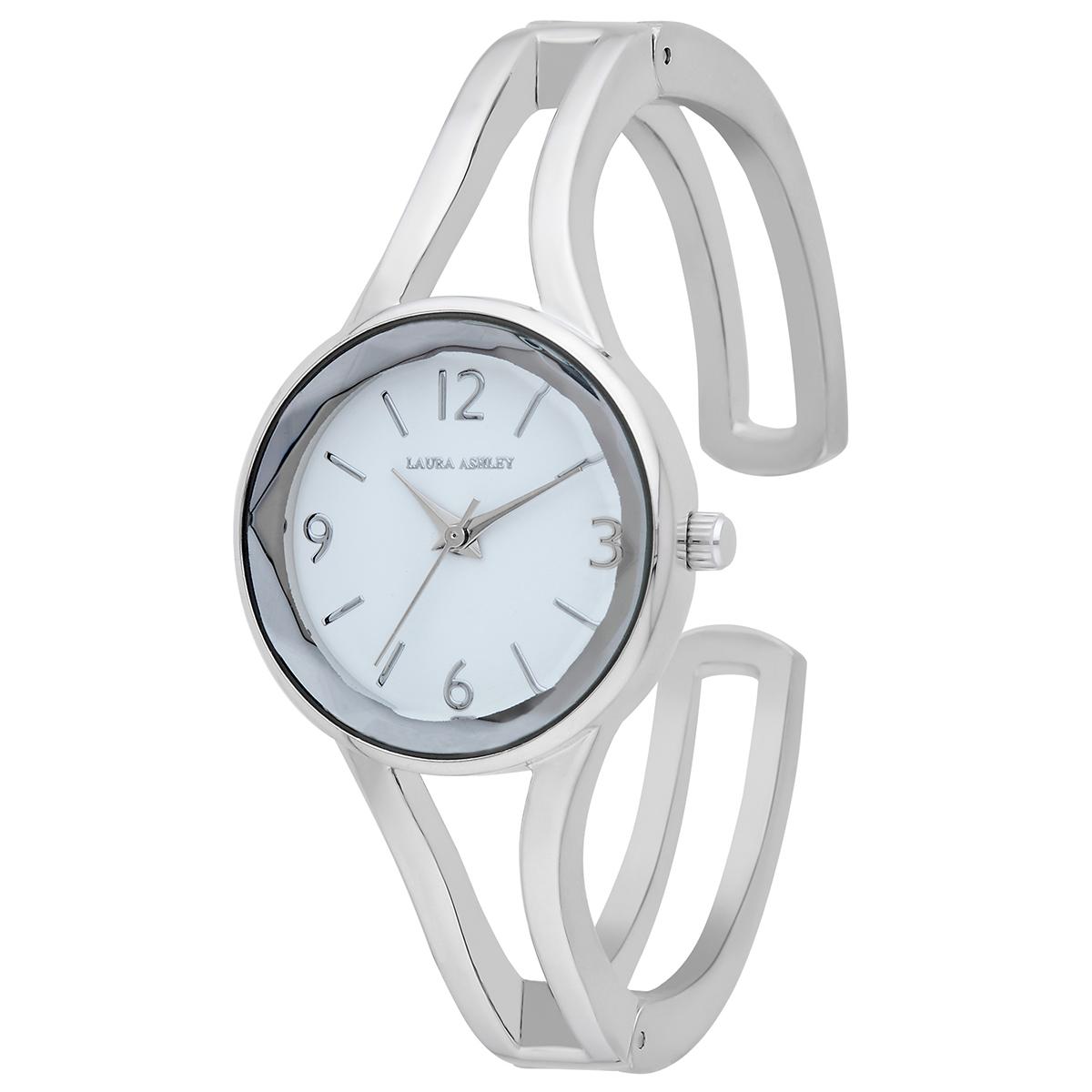 Womens Laura Ashley® Silver Bangle Watch - LA2074SS