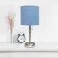LimeLights Brushed Steel Lamp/USB Charge Port/Blue Shade-Set of 2 - image 3