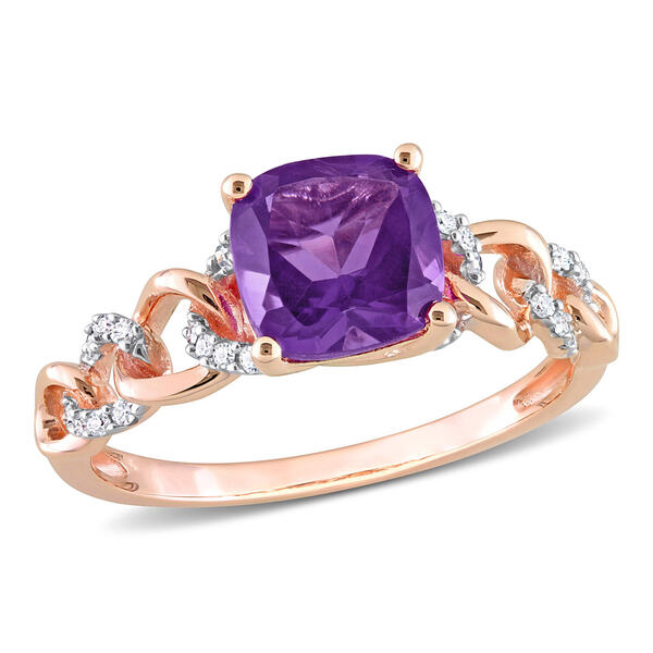 Gemstones Classics&#40;tm&#41; 10kt. Rose Gold Africa Amethyst Link Ring - image 