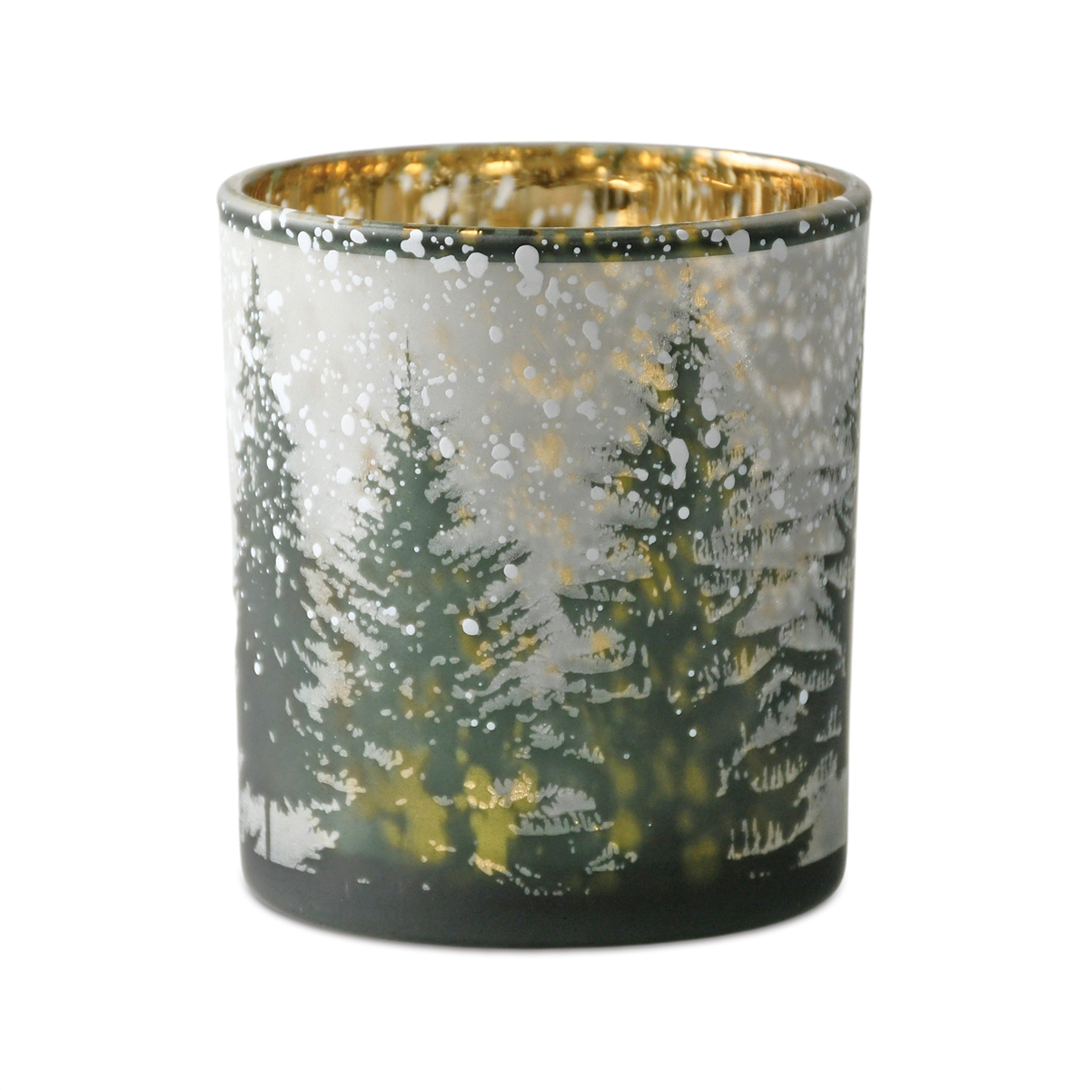 Melrose Frosted Pine Mercury Glass Candle Holder - Set of 3