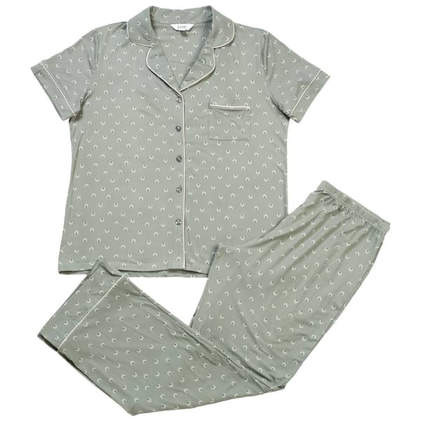Womens Nicole Miller Short Sleeve Fan Geo Piping Pajama Set