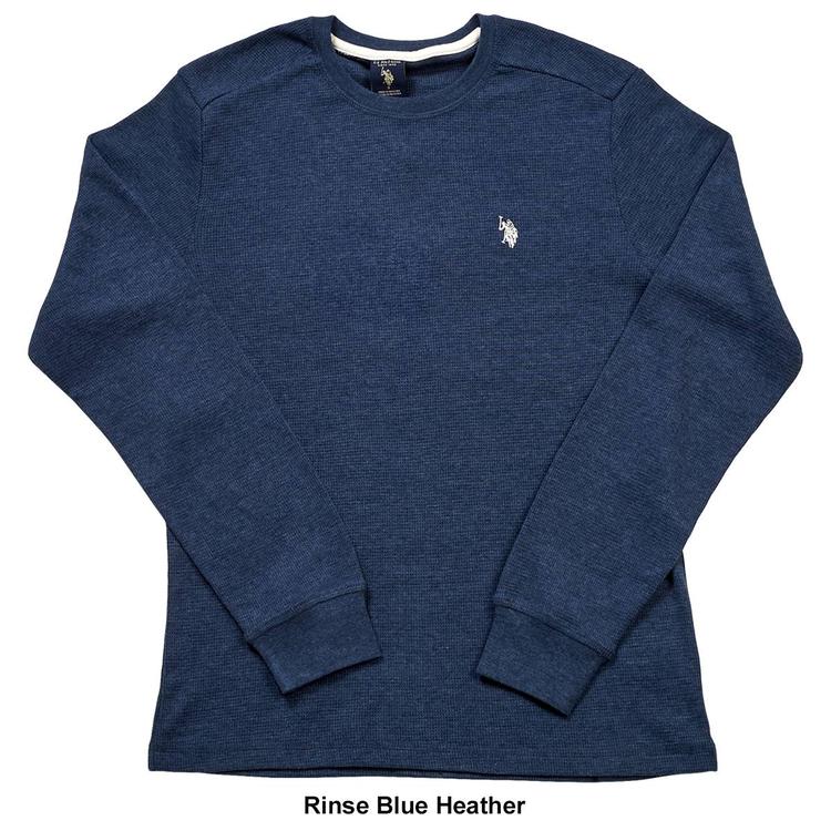 Mens U.S. Polo Assn.® Solid Crew Neck Waffle Knit Thermal