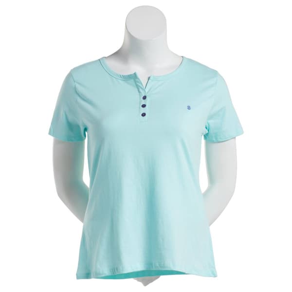 Womens IZOD(R) Short Sleeve Henley Pajama Tee - image 