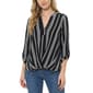 Petite NY Collection 3/4 Sleeve Pleated Front Stripe Blouse - image 1
