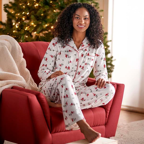 Womens Laura Ashley&#40;R&#41; Winter Cardinal Velour Pajama Set - image 