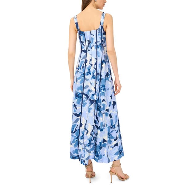 Womens MSK Sleeveless Floral Seam Down Linen Midi Dress