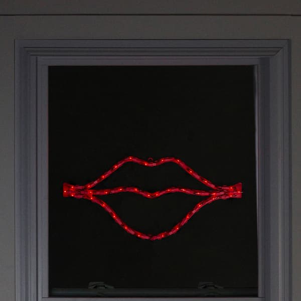 Northlight 17.5in. Lighted Red Lips Valentines Day Window Light