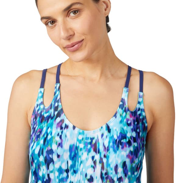 Womens Free Country Cascading Skin Blouson Tankini Swim Top