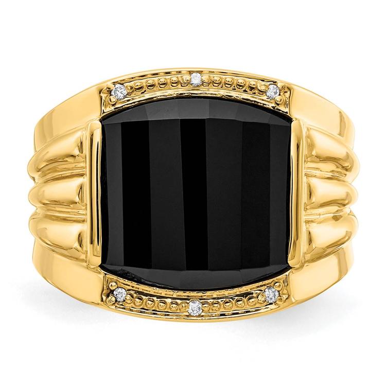 Mens Gentlemens Classics™ 14kt. Gold Onyx & Diamond Ring