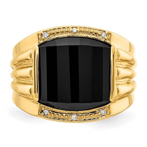 Mens Gentlemens Classics™ 14kt. Gold Onyx & Diamond Ring