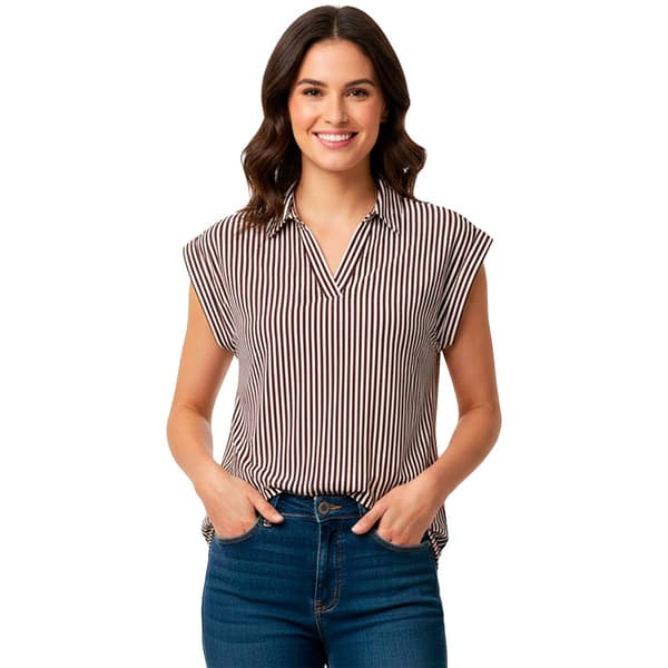 Womens Adrianna Papell Extend Sleeve V Neck Chloe Stripe Blouse