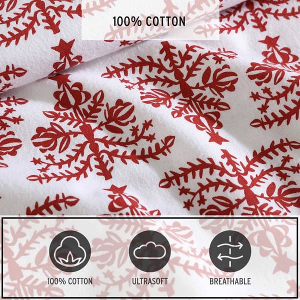 Eddie Bauer Jolly Trees Cotton Flannel Sheet Set