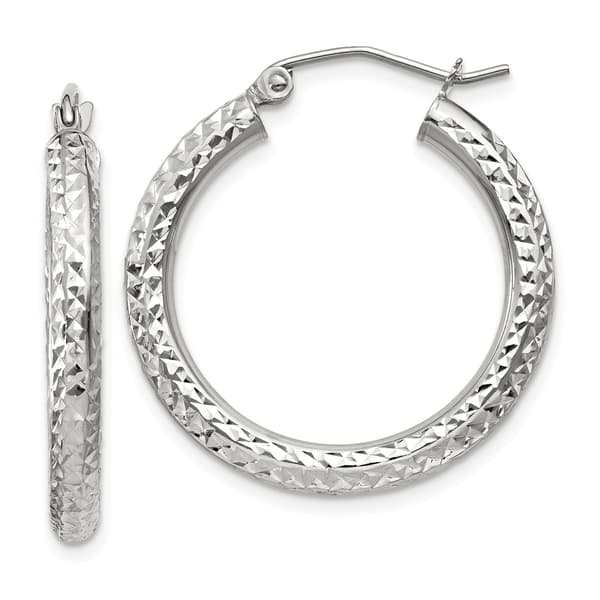 Gold Classics(tm) 14kt. White Gold 25mm Hoop Earrings - image 