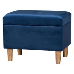 Baxton Studio Elias Modern Navy Velvet Fabric Storage Ottoman