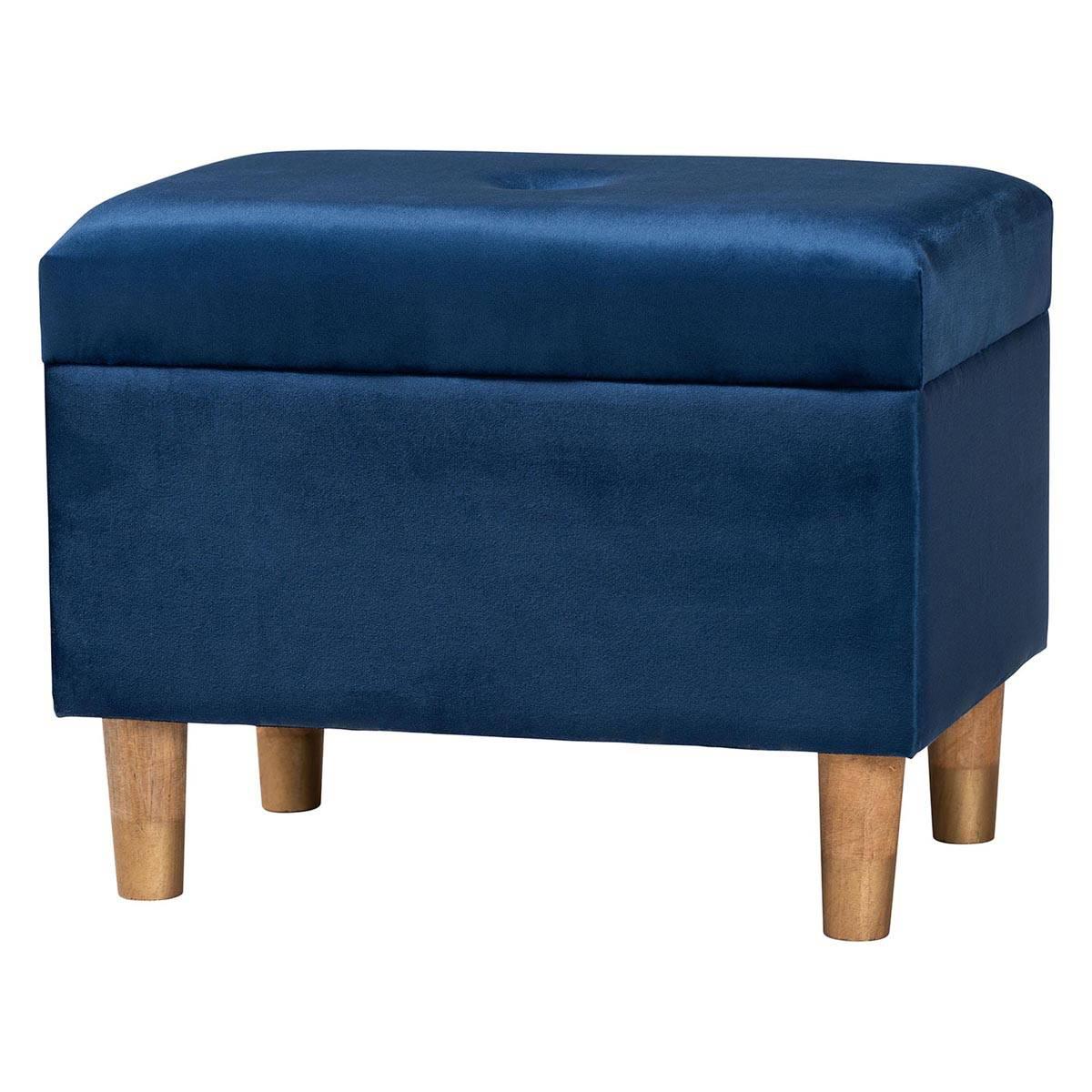 Baxton Studio Elias Modern Navy Velvet Fabric Storage Ottoman