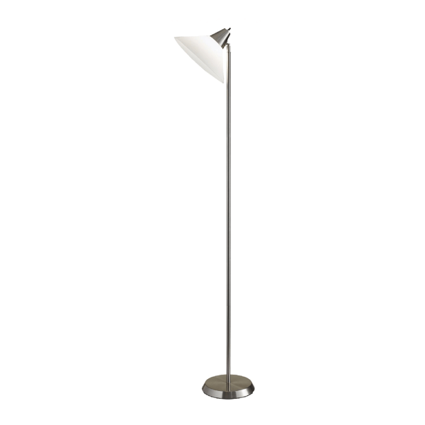 HomeRoots 72in. Silver Lamp with White Plastic Shade
