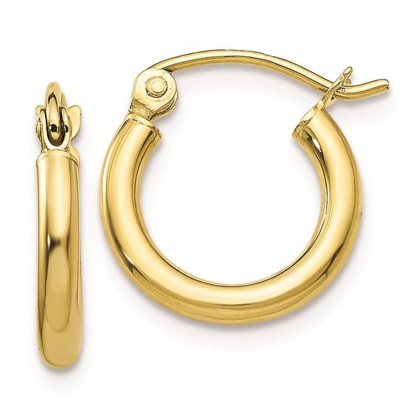 Gold Classics(tm) 10kt. Polished 9mm Tube Hoop Earrings - image 