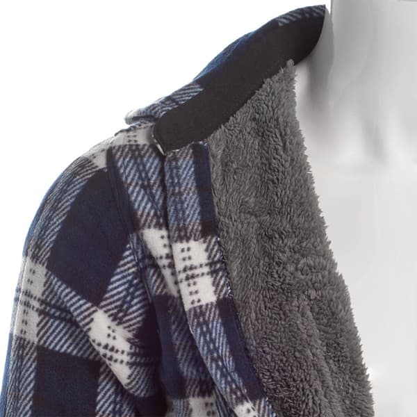 Mens Mountain Ridge Plaid Fleece CPO Jacket - Navy/Black