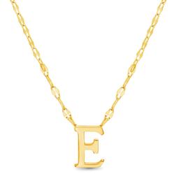 Sterling Silver Gold Polished E Initial Pendant Necklace