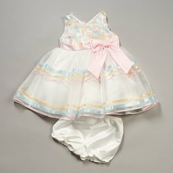 Baby Girl &#40;12-24M&#41; Rare Editions Pale 3D Floral Mesh Bodice Dress - image 