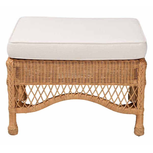bali & pari Brooklyn Bohemian Honey Rattan Ottoman Stool