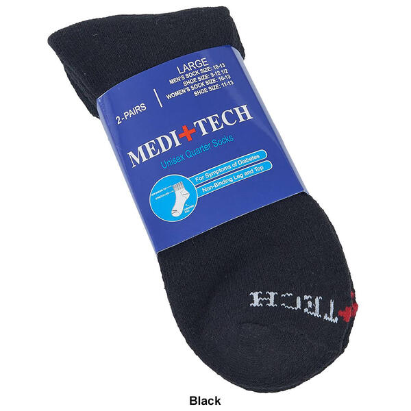Mens Meditech 2pr. Diabetic Quarter Socks
