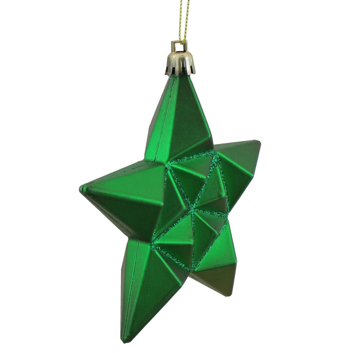 DAK 12ct. Green Glitter Star Shatterproof Christmas Ornaments
