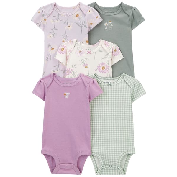 Baby Girl &#40;NB-24M&#41; Carters&#40;R&#41; 5pk. Floral Short Sleeve Bodysuits - image 
