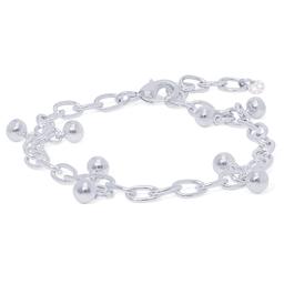 Silver Plated Beaded Open Link Bracelet
