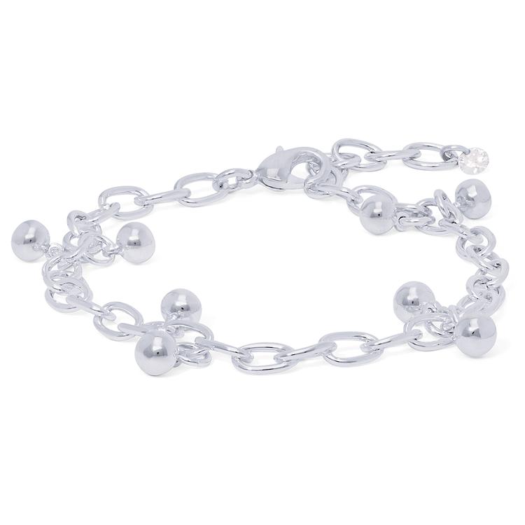 Silver Plated Beaded Open Link Bracelet