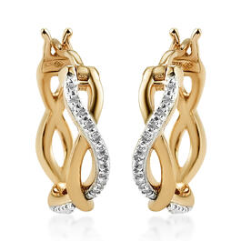 Diamond Classics&#40;tm&#41; Gold White Diamond Hoop Earrings