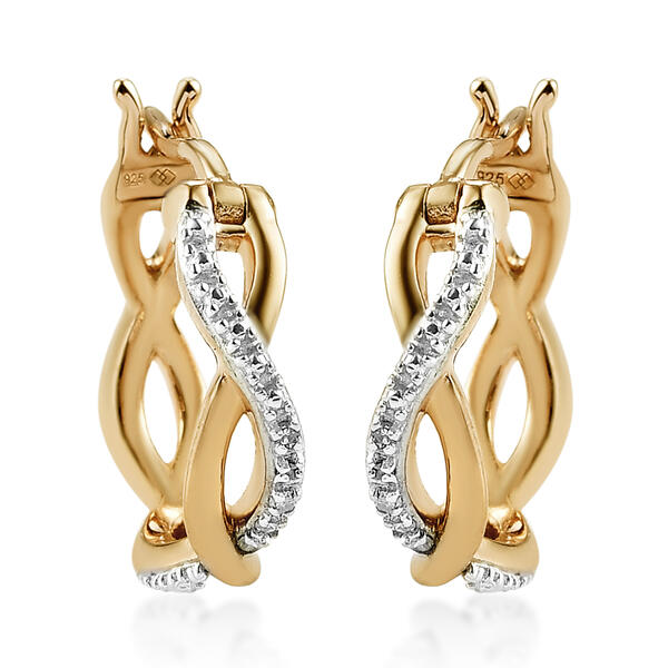 Diamond Classics&#40;tm&#41; Gold White Diamond Hoop Earrings - image 