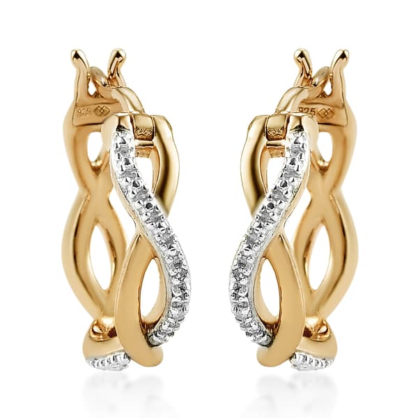 Diamond Classics(tm) Gold White Diamond Hoop Earrings - image 