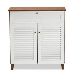 Baxton Studio Coolidge 4 Shelf Shoe Storage Cabinet with Drawer