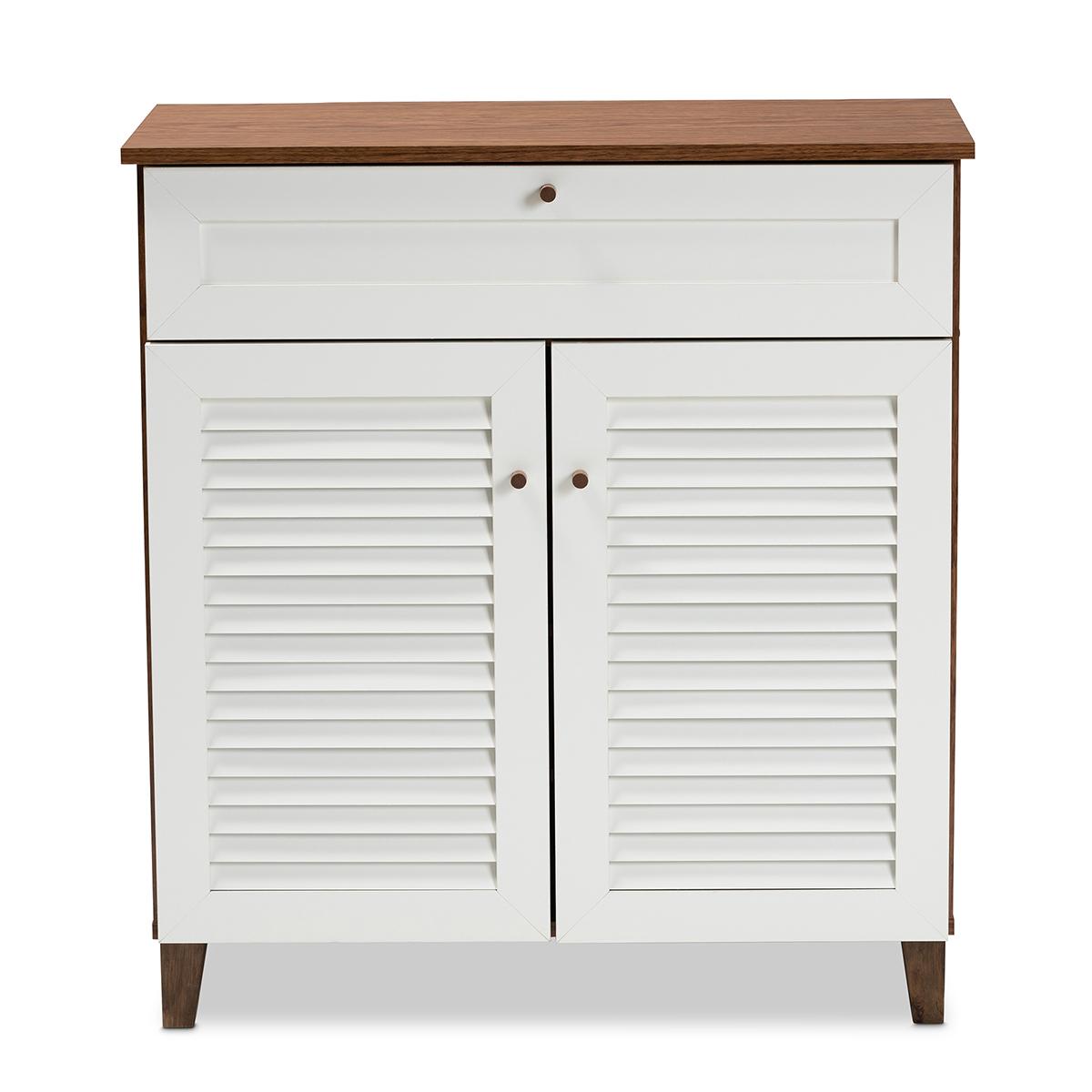 Baxton Studio Coolidge 4 Shelf Shoe Storage Cabinet with Drawer