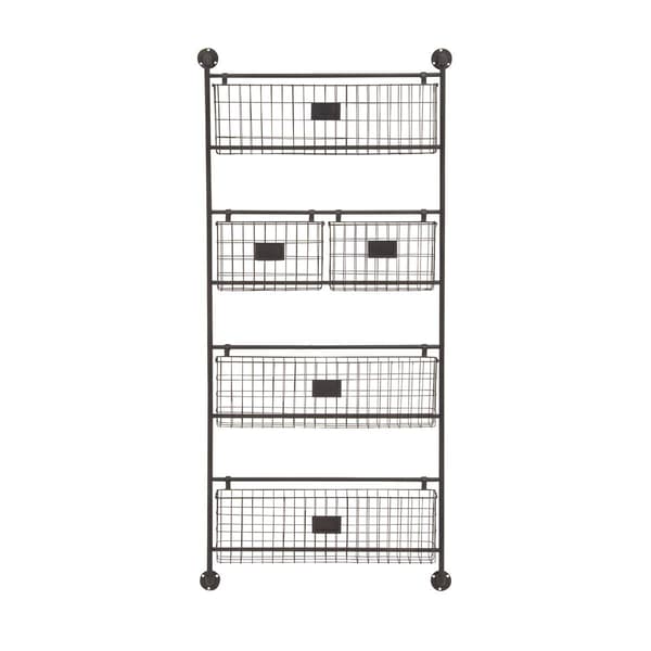 9th & Pike&#40;R&#41; Large Black Metal Basket Wall Rack - image 