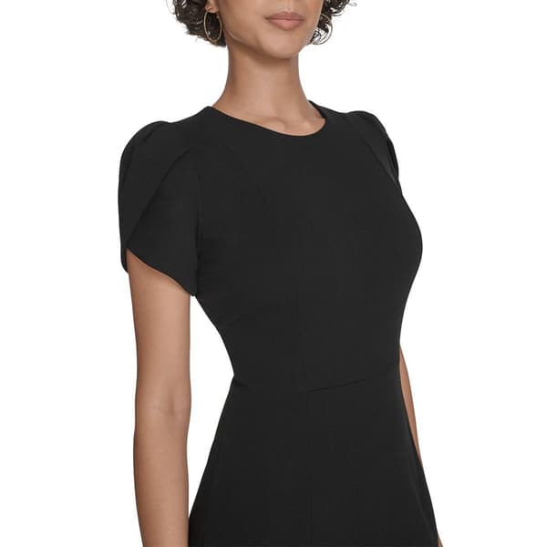 Womens Calvin Klein Short Tulip Sleeve Crepe A-Line Dress